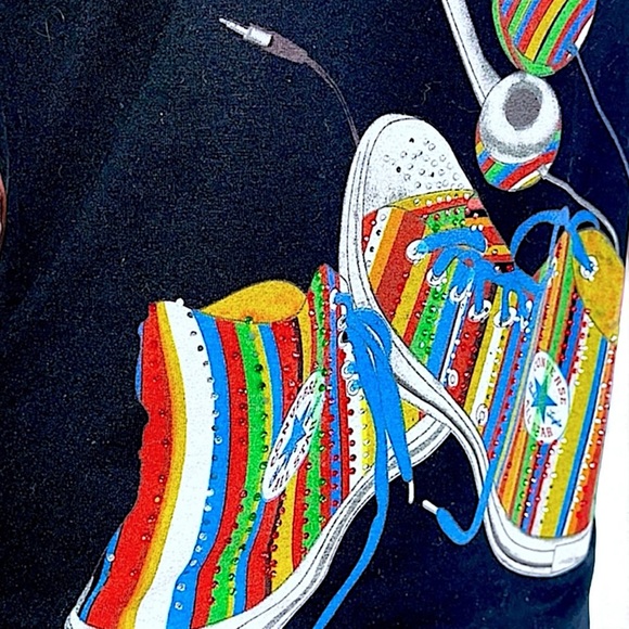 Paul Smith Women’s Black with Signature Stripe Rhinestone Chuck Taylor Tank Top - Picture 8 of 16